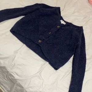 Small Navy blue pink rose sweater